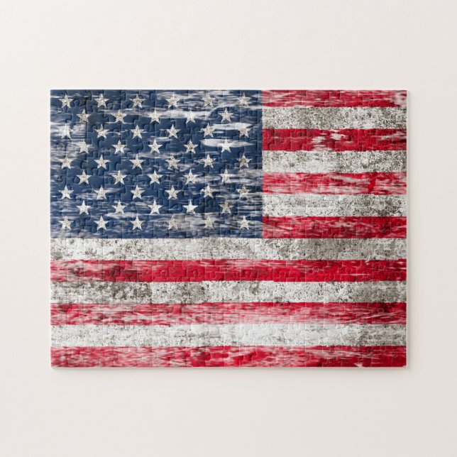 Scuffed and Worn American Flag Jigsaw Puzzle (Horizontal)