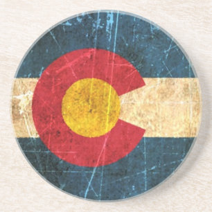 Scuffed and Worn Colorado Flag Coaster