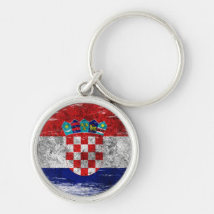 Scuffed and Worn Croatian Flag Key Ring