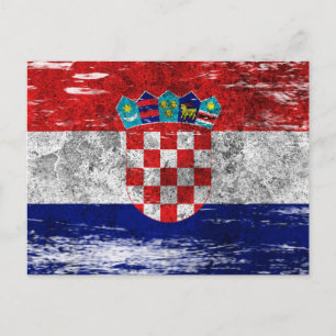 Scuffed and Worn Croatian Flag Postcard