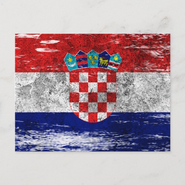 Scuffed and Worn Croatian Flag Postcard (Front)