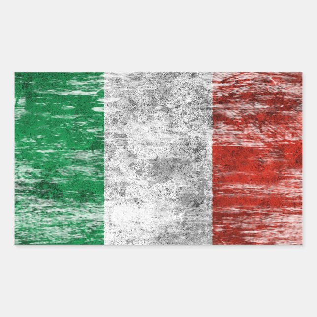 Scuffed and Worn Italian Flag Rectangular Sticker (Front)