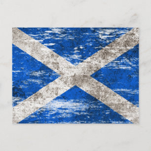 Scuffed and Worn Scottish Flag Postcard