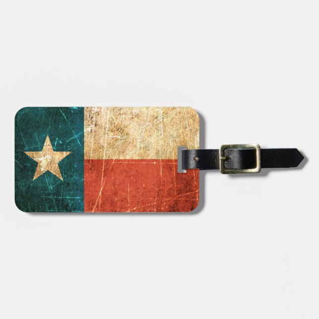 Scuffed and Worn Texas Flag Luggage Tag (Front Horizontal)