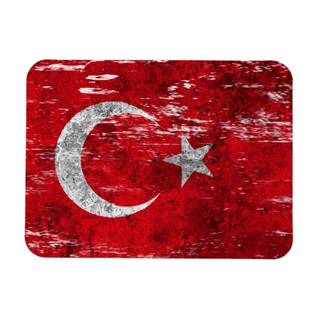 Scuffed and Worn Turkish Flag Magnet (Horizontal)