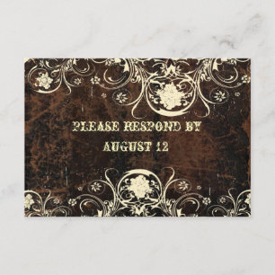 Scuffed Leather and Lace RSVP with envelopes Card