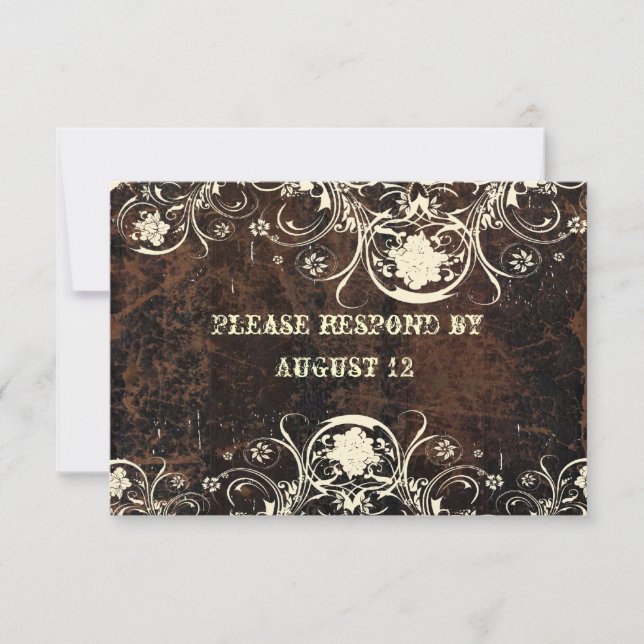 Scuffed Leather and Lace RSVP with envelopes Card (Front)