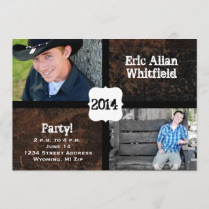 Scuffed Leather Look Photo Graduation Announcement