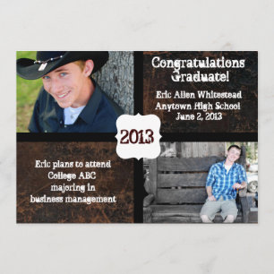 Scuffed Leather Look Photo Graduation Announcement