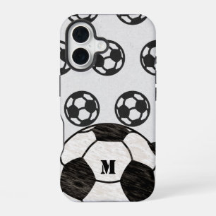 Scuffed Soccer Ball Monogram iPhone 16 Case