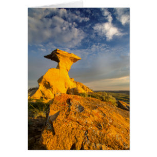 Sculpted Badlands Formation In Short Grass