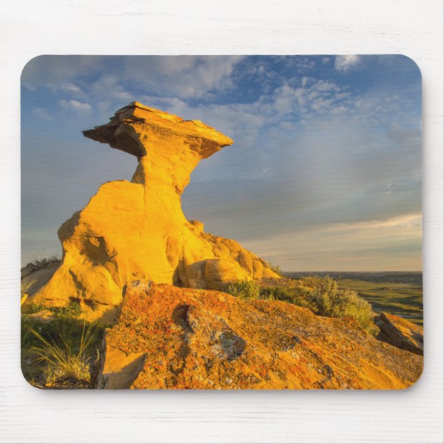 Sculpted Badlands Formation In Short Grass Mouse Pad (Front)