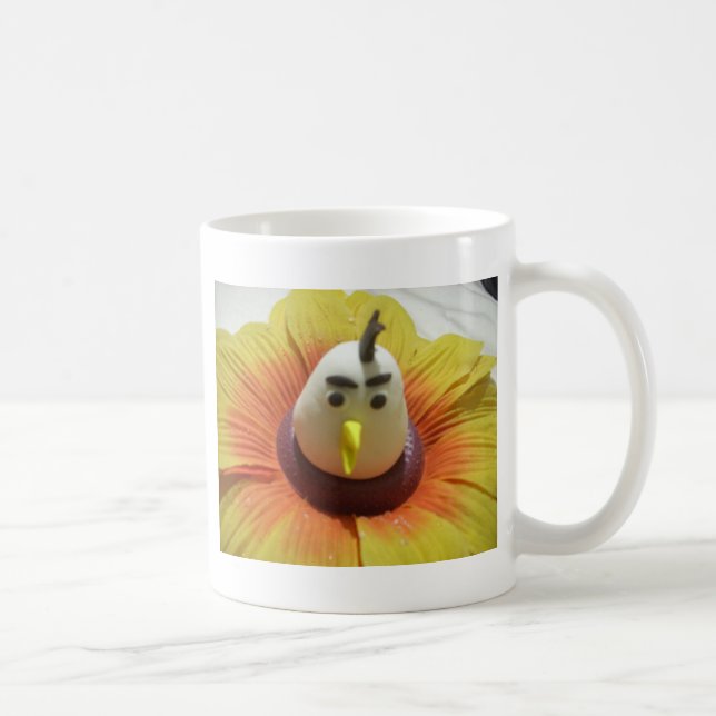 Sculpted Bird in Sunflower Art Print Coffee Mug (Right)