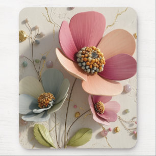 Sculpted Ceramic & Gold Leaf Floral Relief - Auror Mouse Pad