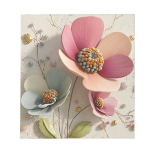 Sculpted Ceramic & Gold Leaf Floral Relief - Auror Notepad