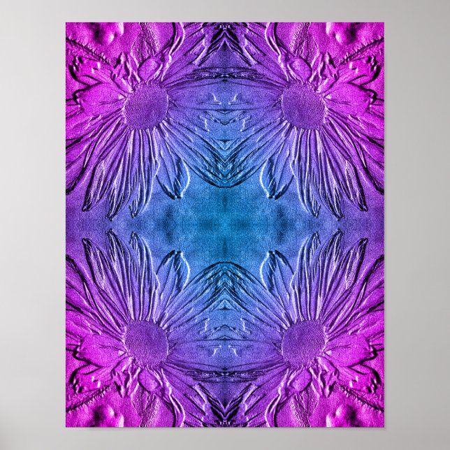 Sculpted Effect Black Eyed Susan Flower Abstract  Poster (Front)
