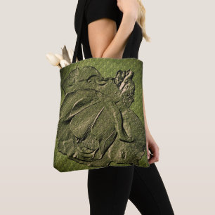 Sculpted Effect Green Rosebud Floral Art Tote Bag