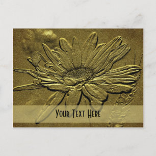 Sculpted Gold Daisy Floral Customisable Postcard
