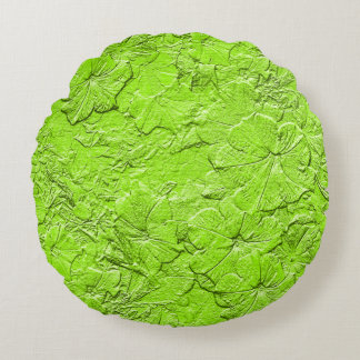Sculpted Petunias,Spring Green Round Throw Pillow