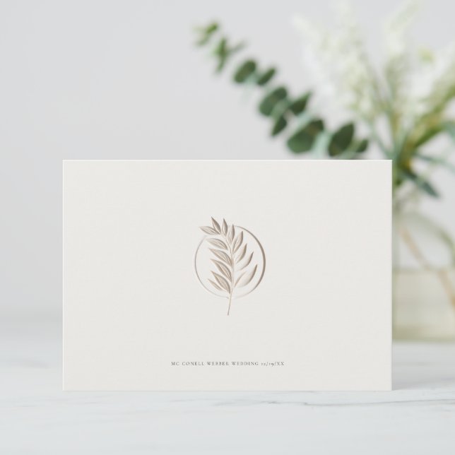 sculpted twig off-white wedding details card (Standing Front)