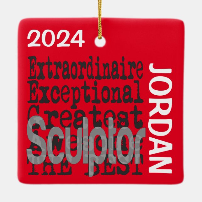 Sculptor Extraordinaire CUSTOM Ceramic Ornament (Back)