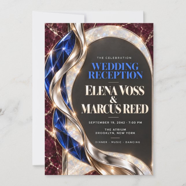 Sculptural 3D Marble Wedding Reception Invitation (Front)