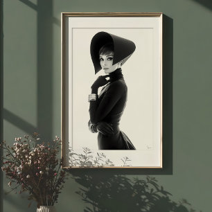 Sculptural Drama: Monochrome Fashion Icon Poster