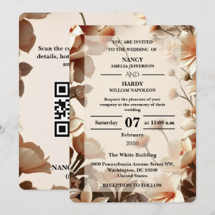 Sculptural Floral Neutral Wedding Invite