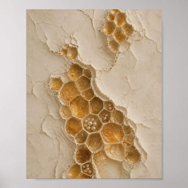 Sculptural Honeycomb Art Amber Wall Poster (Front)