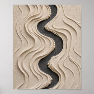 Sculptural Sand Wave Art with Pearl River Poster