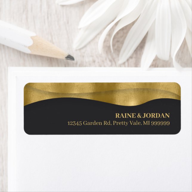 Sculptural Waves Wedding Matte Black Gold ID1312 (Insitu)
