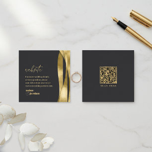 Sculptural Waves Wedding Website Black Gold ID1312 Enclosure Card