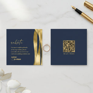 Sculptural Waves Wedding Website Navy Gold ID1312 Enclosure Card