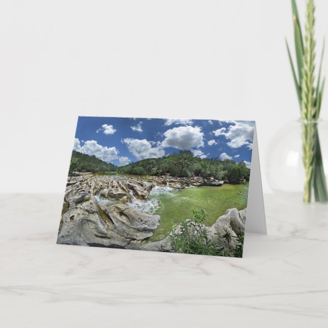 Sculpture Falls Pano - Barton Creek - Austin Texas Card (Front)