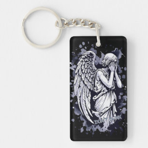 Sculpture of a Weeping Angel  - with Splashes 1 Key Ring