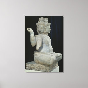 Sculpture of Brahma with four faces Canvas Print