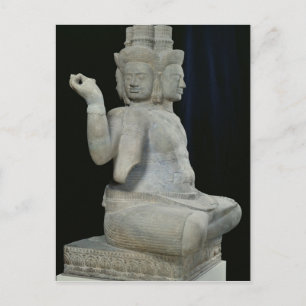 Sculpture of Brahma with four faces Postcard