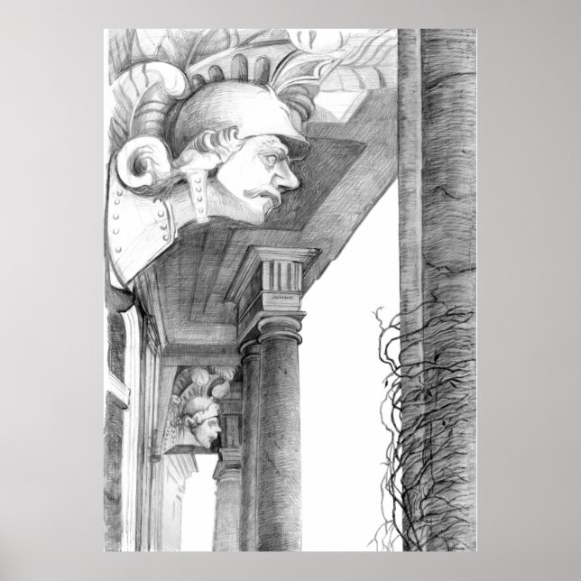 Sculpture of Burgscheidungen castle  Pencil Art Poster (Front)