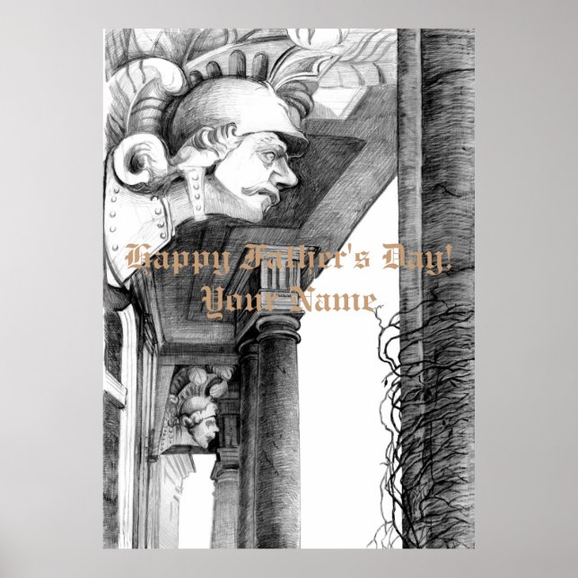 Sculpture of castle Pencil Art  Poster (Front)