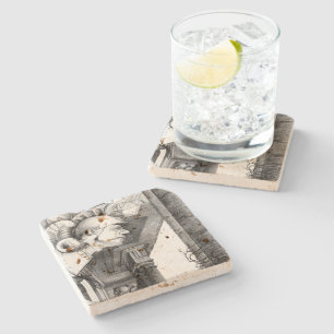 Sculpture of castle  Pencil Art Stone Coaster