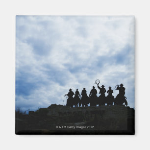 sculpture that welcomes you to Dodge City Kansas Magnet