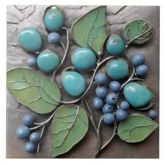 Sculptured Blueberry mosaic Tile