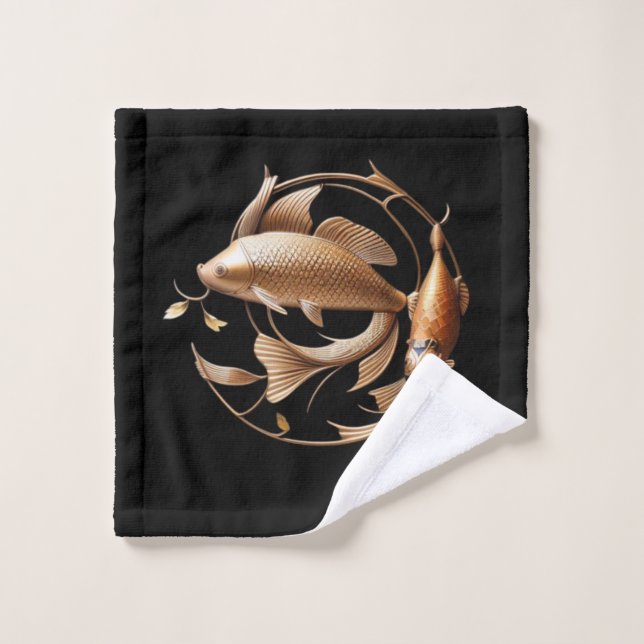 Sculptured Copper Koi Fish Towel (Wash Cloth)
