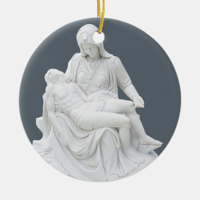 Sculptured Pieta Ceramic Tree Decoration (Front)