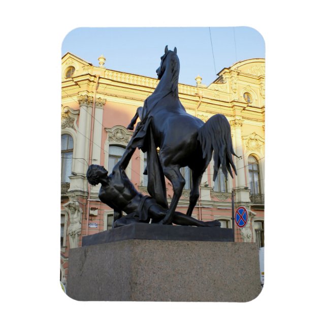 Sculptures  the Anichkov bridge in St. Petersburg Magnet (Vertical)