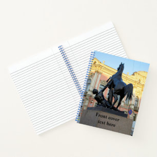 Sculptures  the Anichkov bridge in St. Petersburg Notebook