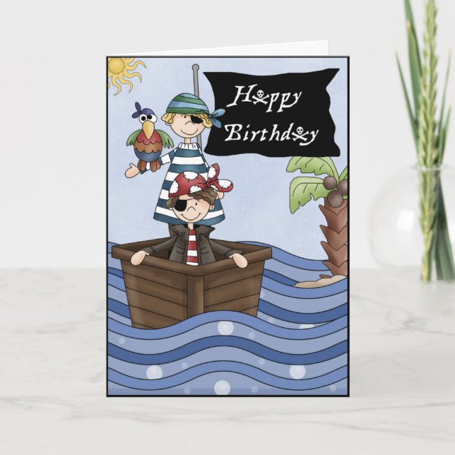 Scurvy Pirates Birthday Greeting Card (Front)