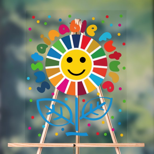 SDG Executive Desk Sign- ESG Office Motivator Acrylic Sign (Neutral)