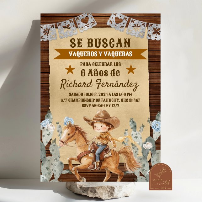 Se Buscan Wanted Mexican Cowboy Birthday Invitation (Creator Uploaded)