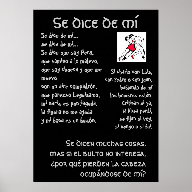 Se dice de mi Lyrics Tango Poster (Front)